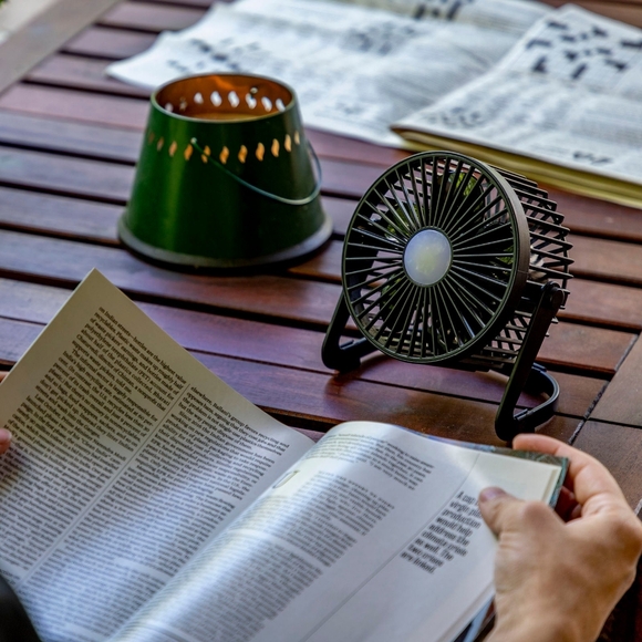 LitezAll Rechargeable USB Powered Portable 3 Speed Fan Light Combo 180° Swivel - Picture 5 of 8